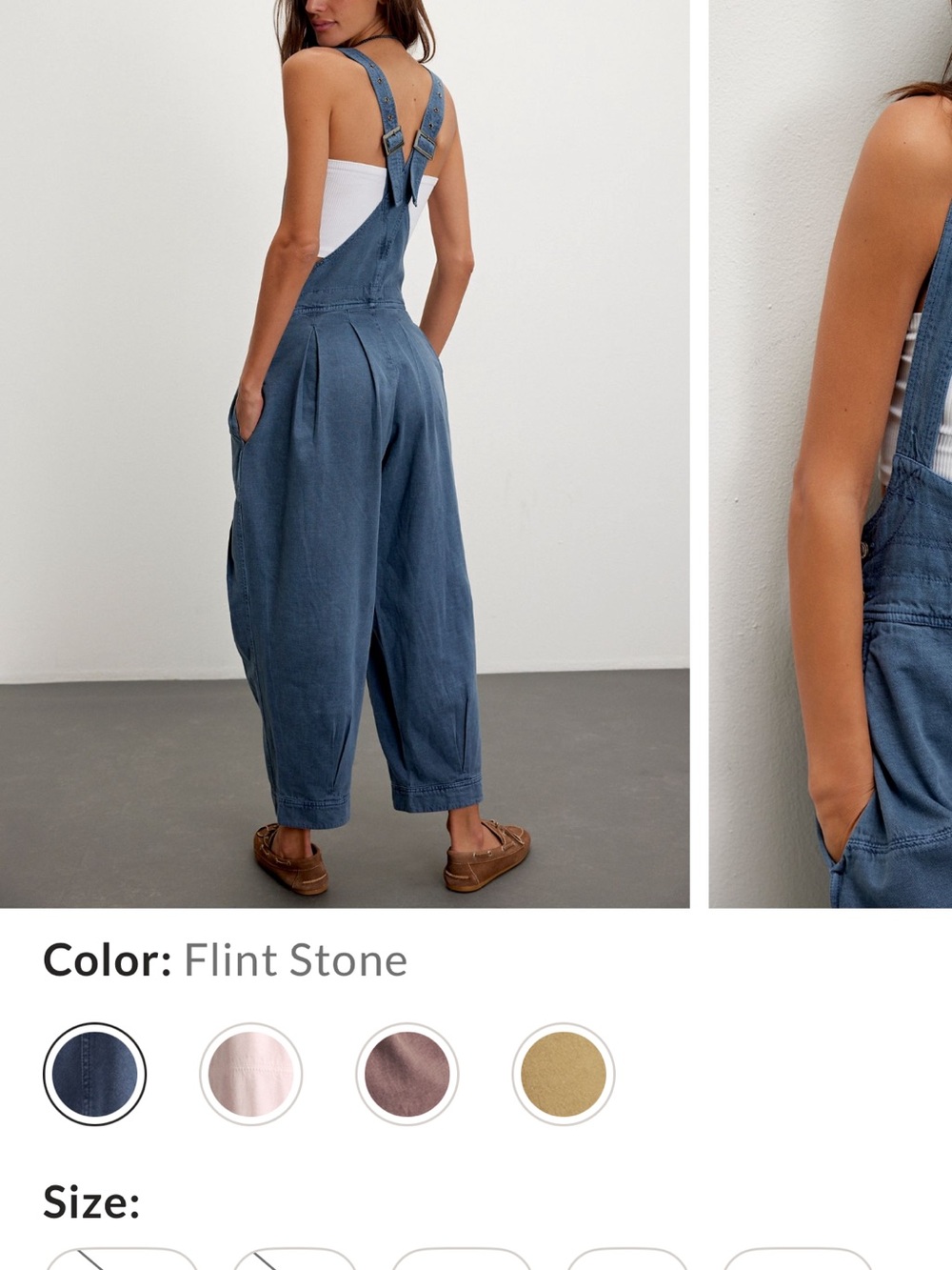 Free People Flint Stone Blue Denim Overalls